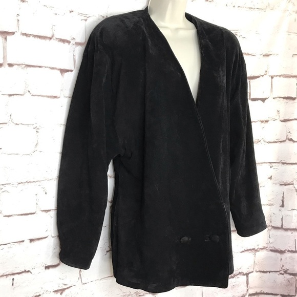 J. FOSS 80’s Vintage Black Suede jacket Size Small - Picture 11 of 16